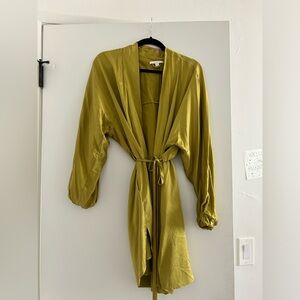 Lunya Washable Silk Robe in green